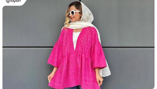 عکس مدل مانتو نخی جلو باز کوتاه