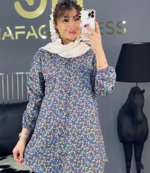 عکس مدل مانتو نخی طرح دار جلو باز
