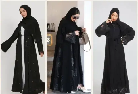 عکس مدل مانتو عبایی جلو باز حریر