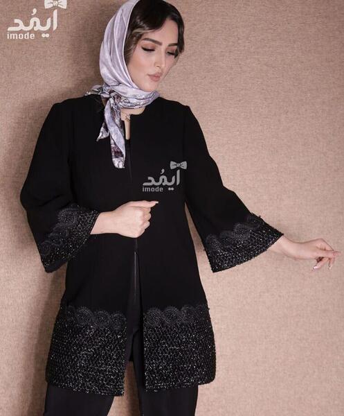 عکس مدل مانتو مشکی کرپ بلند مجلسی