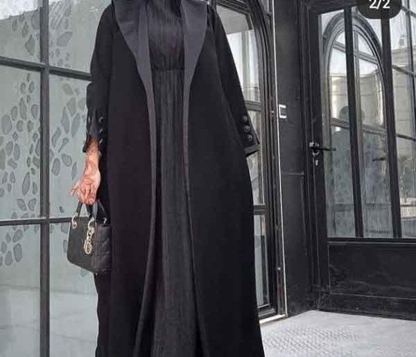 عکس جدیدترین مدل مانتو کرپ مشکی بلند