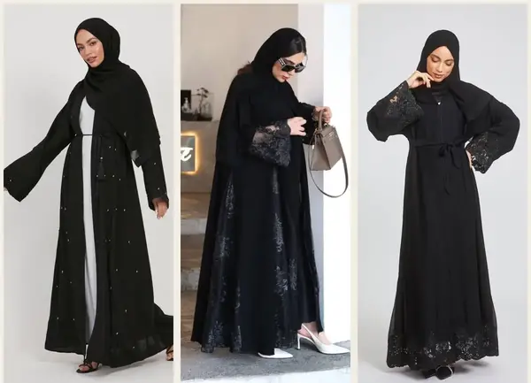 عکس مدل مانتو بلند مشکی گلدار