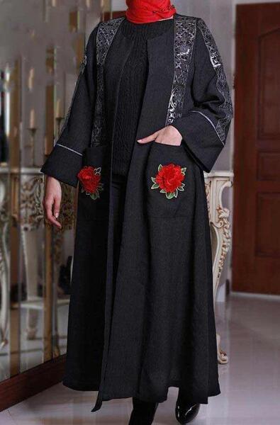 عکس مدل مانتو مشکی بلند لاکچری