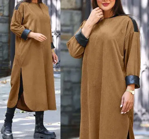 عکس مدل مانتو بلند مخمل کبریتی