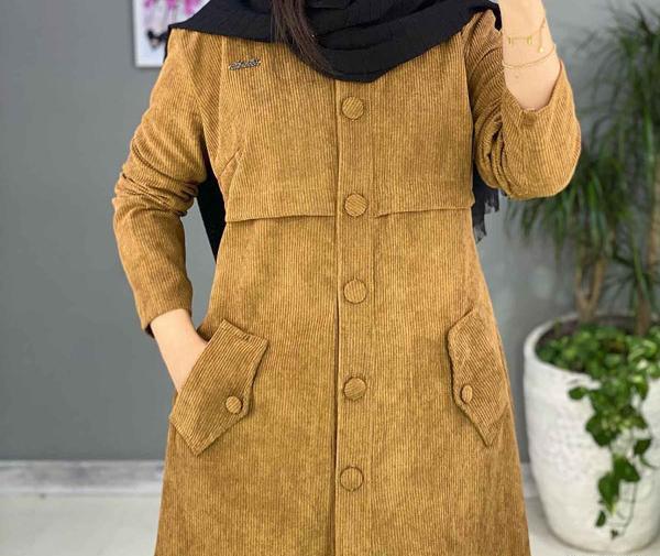 عکس مدل مانتو بلند مخمل کبریتی