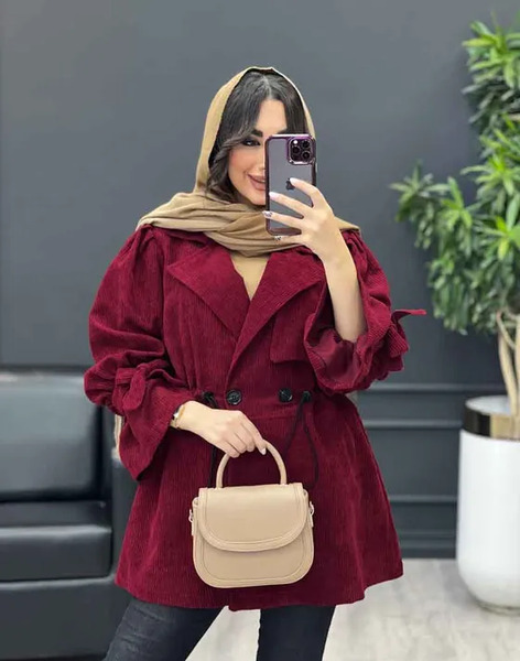 عکس مدل مانتو بلند مخمل کبریتی