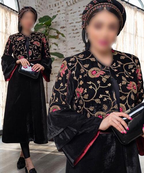 عکس مدل مانتو بلند مخمل مجلسی