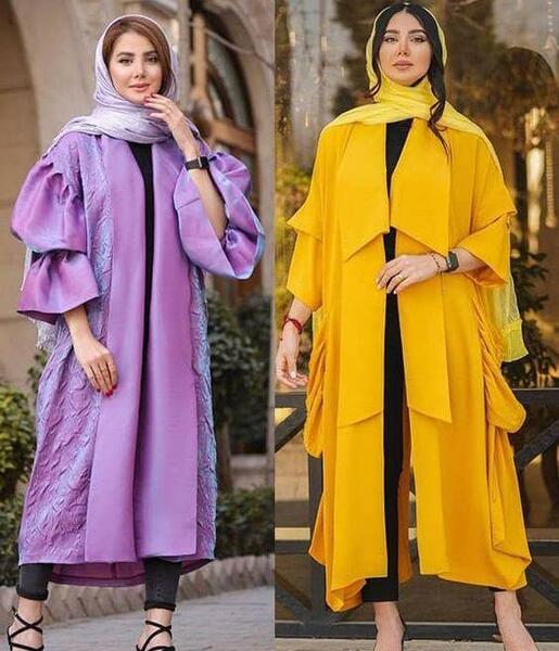 عکس مدل مانتو بلند مجلسی جلو باز