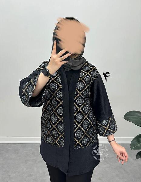 عکس مدل مانتو بلند با پارچه سوزن دوزی هندی