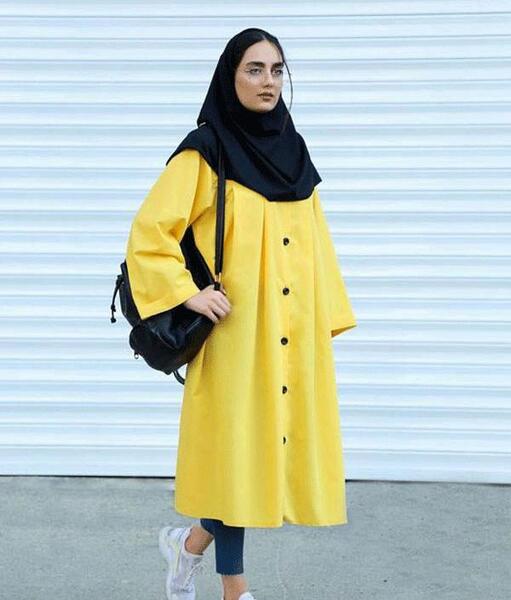 عکس مدل مانتو بلند جلو بسته ساده