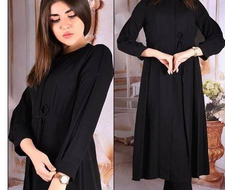 عکس مدل مانتو بلند نخی مشکی