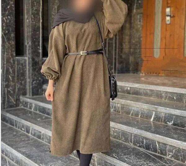 عکس مدل مانتو بلند مخمل کبریتی ریز