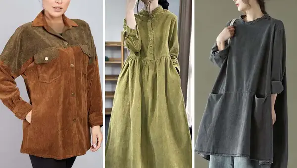 عکس مدل مانتو بلند مخمل کبریتی ریز