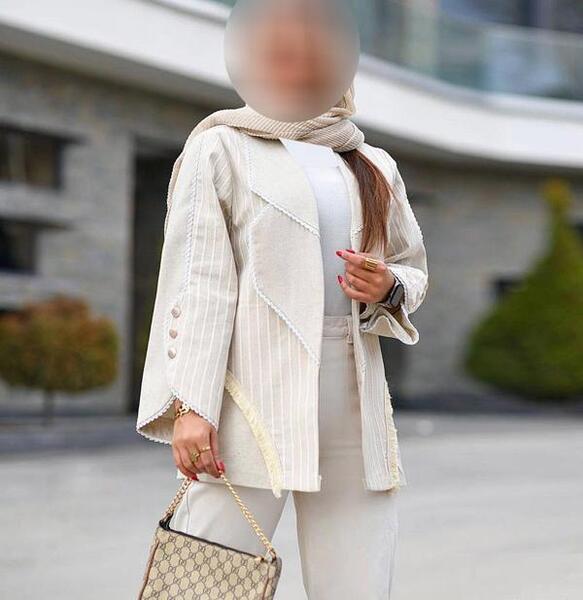 عکس مدل مانتو بلند با پارچه کتان لمه