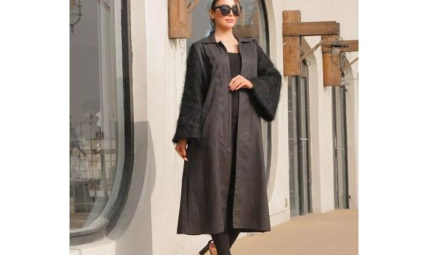 عکس مدل مانتو بلند با پارچه کتان لمه