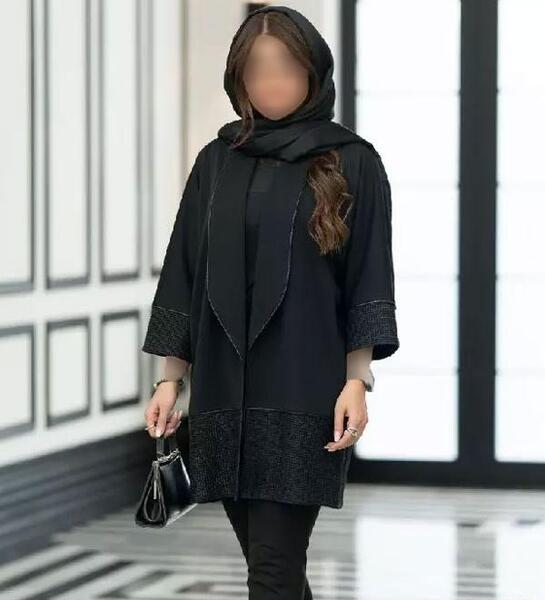 عکس مدل مانتو مجلسی بلند مشکی لمه