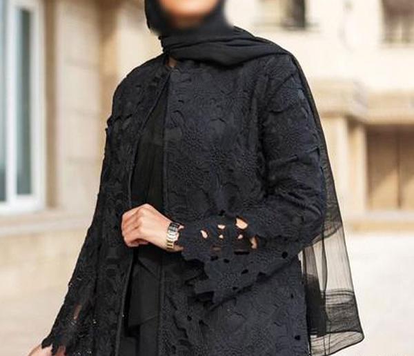 عکس مدل مانتو بلند با پارچه گیپور