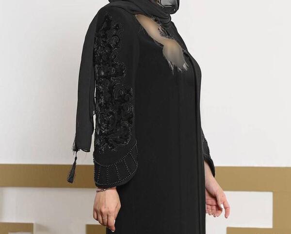 عکس مدل مانتو بلند با پارچه گیپور