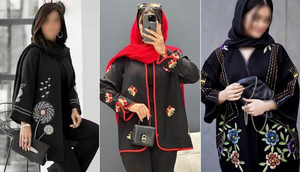 عکس مدل مانتو مشکی بلند گلدوزی شده
