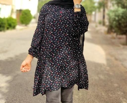 عکس مدل مانتو بلند با پارچه گلدار