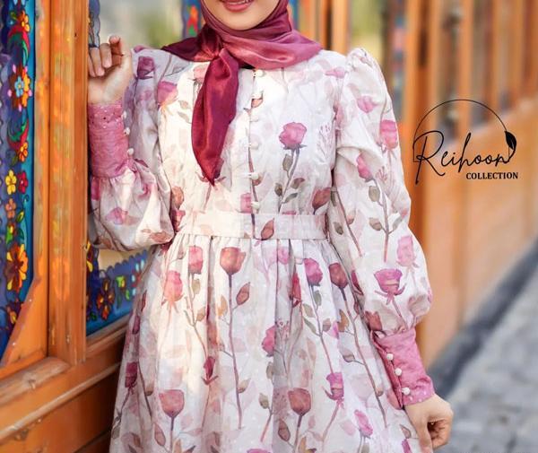 عکس مدل مانتو بلند با پارچه گلدار