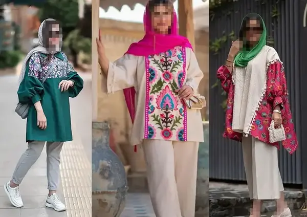 عکس مدل مانتو بلند لنین طرح دار