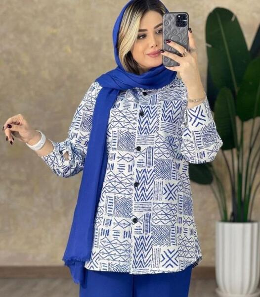 عکس مدل مانتو بلند لنین طرح دار