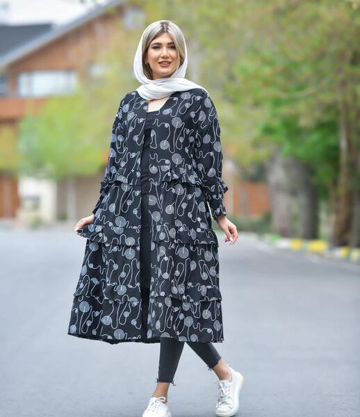 عکس مدل مانتو نخی طرح دار بلند