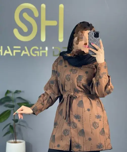 عکس مدل مانتو ابروبادی طرح دار بلند