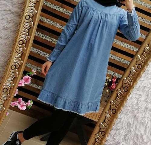 عکس مدل مانتو بلند با پارچه طرح لی