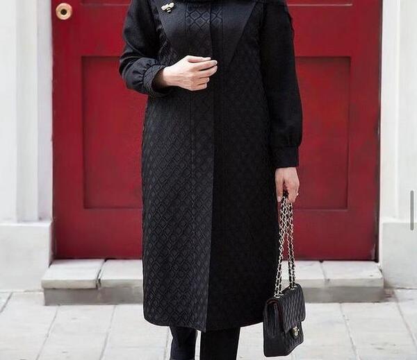 عکس مدل مانتو شانتون مشکی بلند