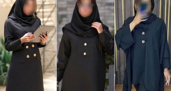 عکس مدل مانتو مشکی دکمه دار شیک بلند