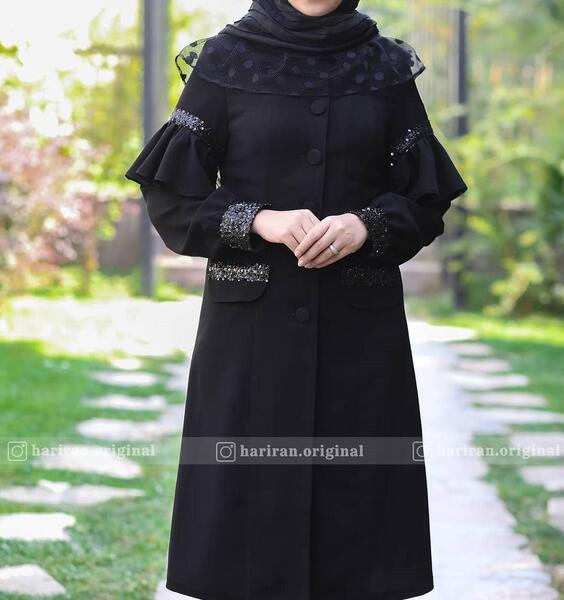 عکس مدل مانتو بلند زنانه مشکی