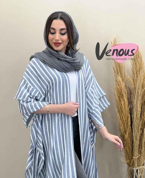عکس مدل مانتو بلند با پارچه راه راهی