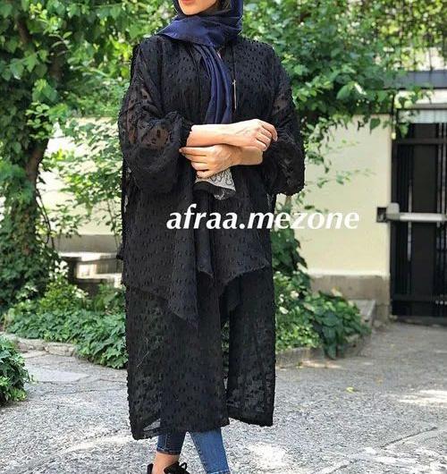 عکس مدل مانتو مجلسی بلند حریر شیک