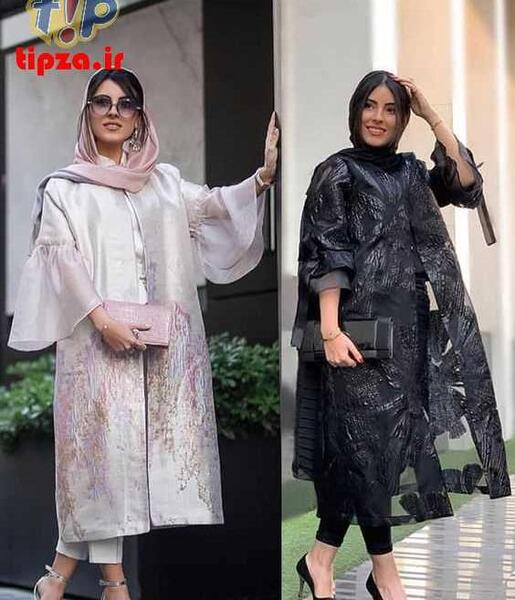 عکس مدل مانتو مجلسی بلند حریر شیک