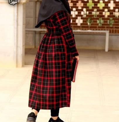عکس مدل مانتو پاییزه بلند چهارخونه