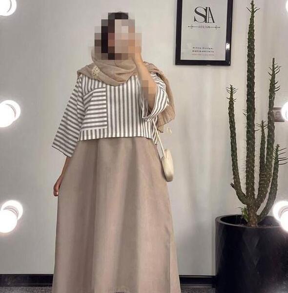عکس مدل مانتو بلند جلو بسته چین دار