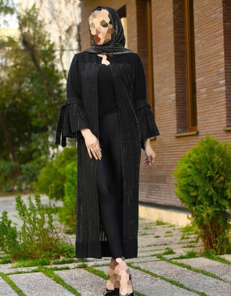 عکس مدل مانتو جلو باز بلند ساده و شیک
