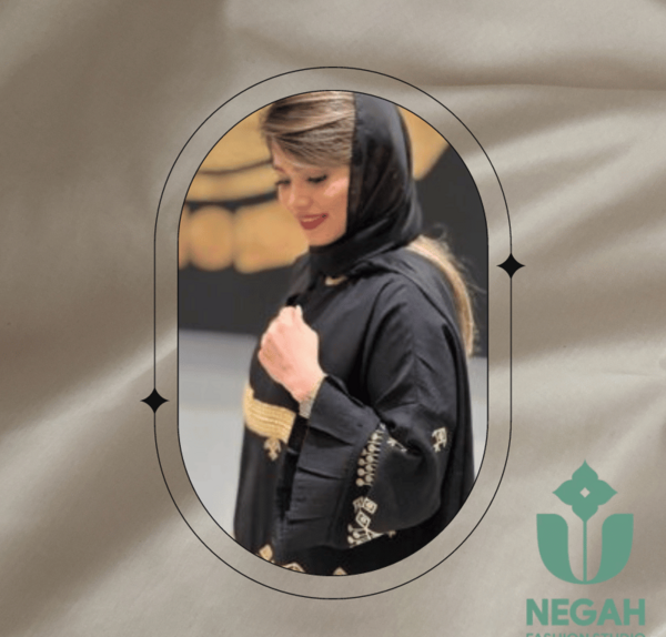 عکس مدل مانتو مشکی بلند ترکیبی