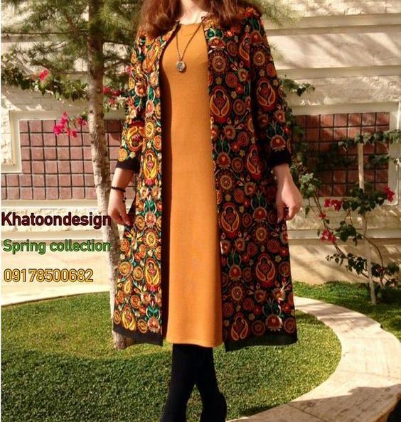 عکس مدل مانتو مجلسی بلند ترکیبی