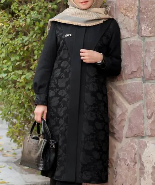 عکس مدل مانتو پفکی مشکی بلند