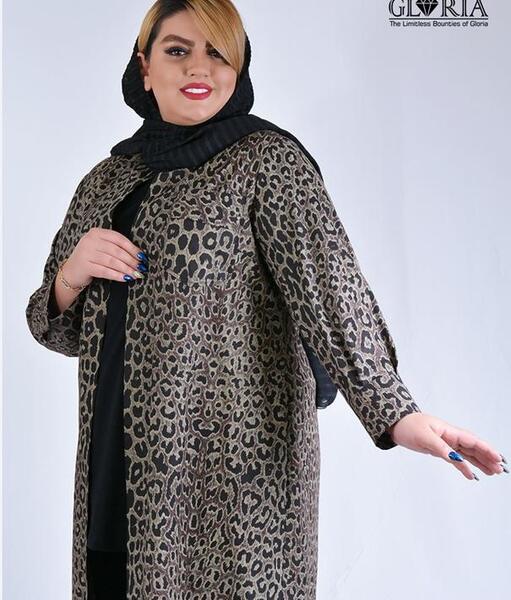 عکس مدل مانتو مخمل پلنگی بلند