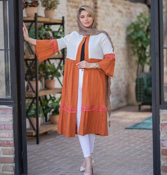 عکس مدل مانتو مخمل پلنگی بلند