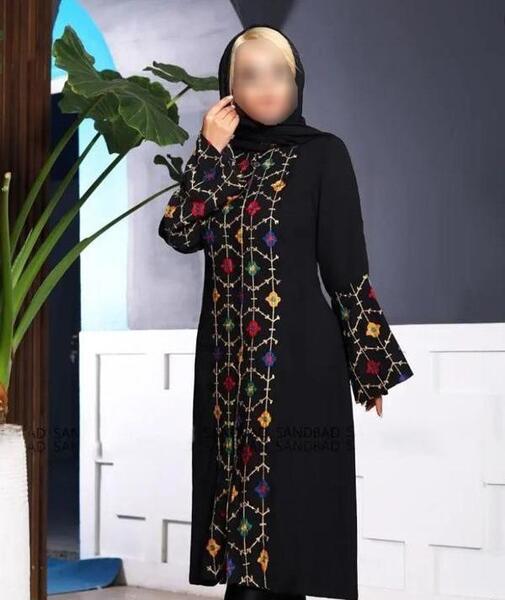 عکس مدل مانتو بلند با پارچه شانتون نخی
