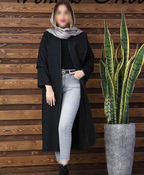عکس مدل مانتو بلند با پارچه شانتون نخی