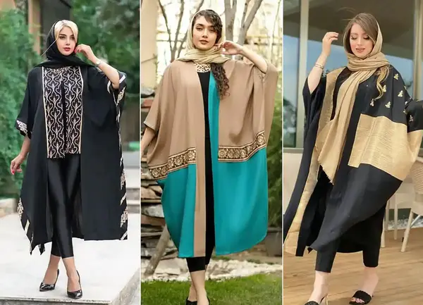 عکس مدل مانتو بلند با استین کیمونو