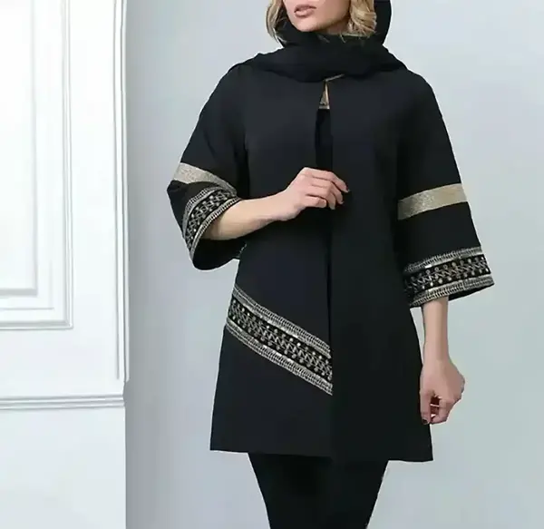 عکس مدل مانتو جدید مشکی ساده