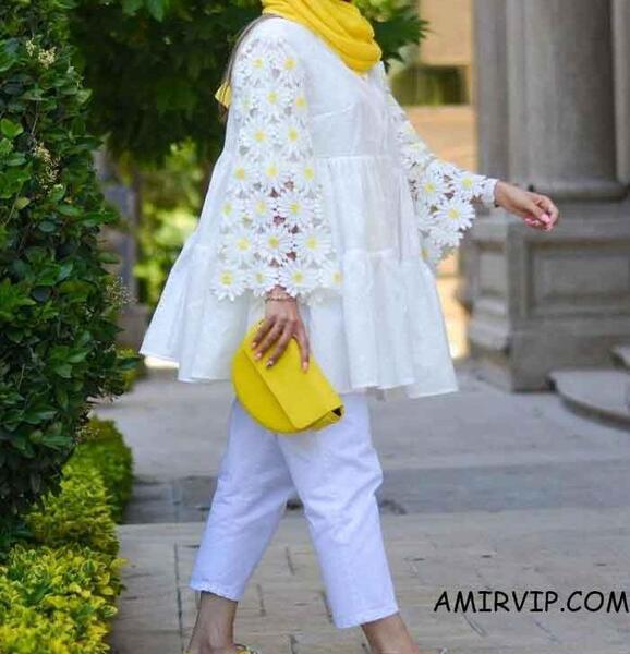 عکس مدل مانتو عروسکی جدید سفید