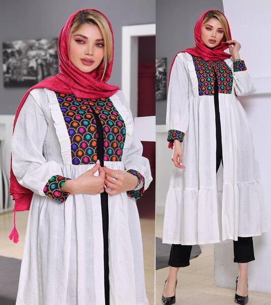 عکس مدل مانتو عروسکی جدید سفید